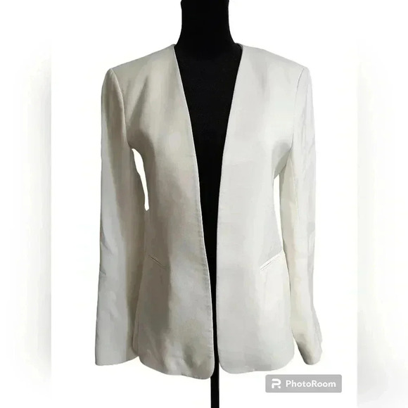 Theory Sz 4 White Isita Linen Blazer - Picture 3 of 8
